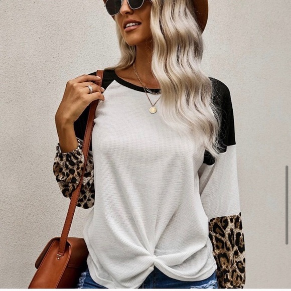 NEW Leopard Long Sleeve Waffle Knit - Picture 3 of 17